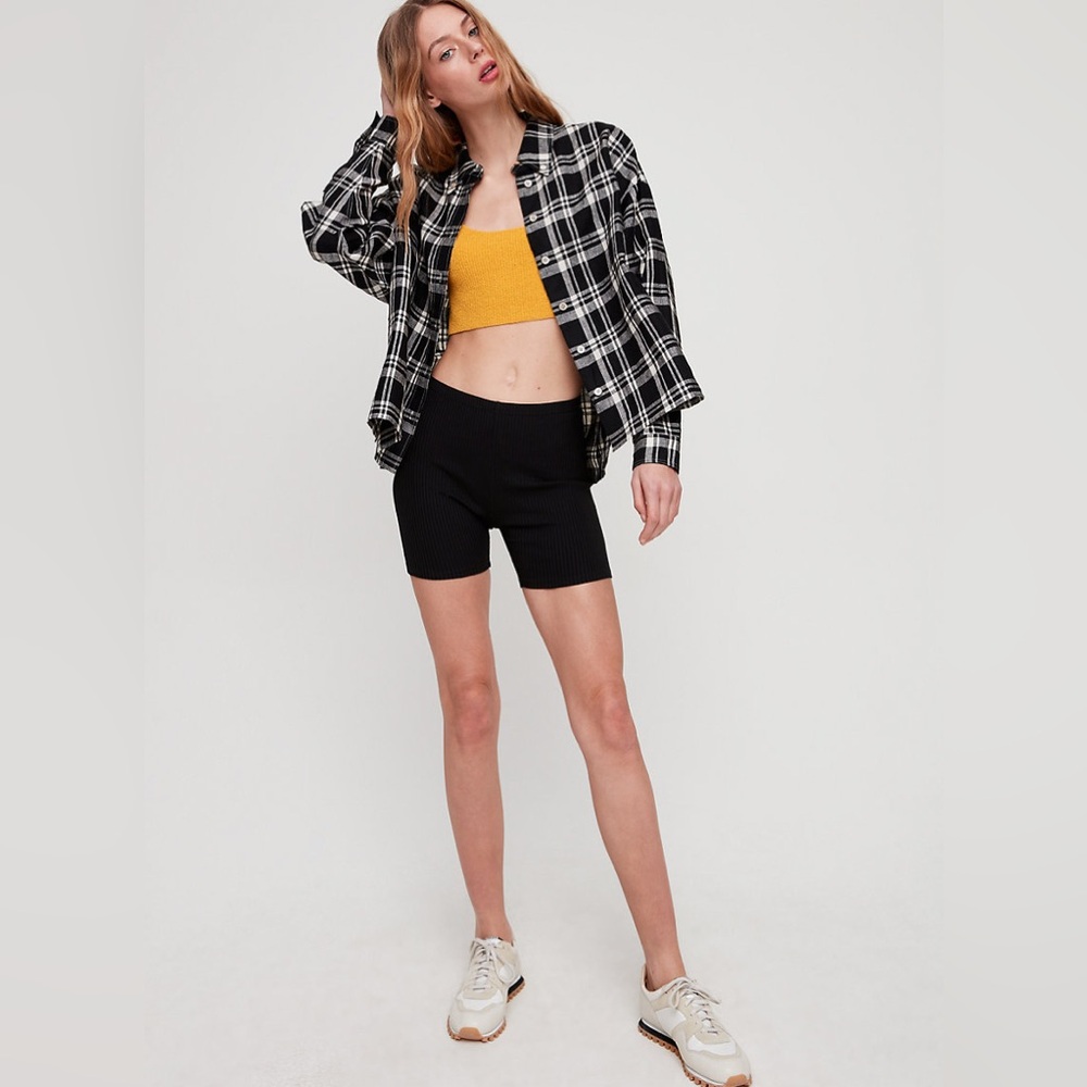 Aritzia Wilfred plaid Tanis linen button top sz xxs work once - Picture 12 of 12